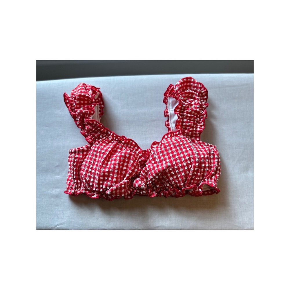 Lee by Kacey Musgraves Bikini Top Women's size medium Red White Gingham EUC